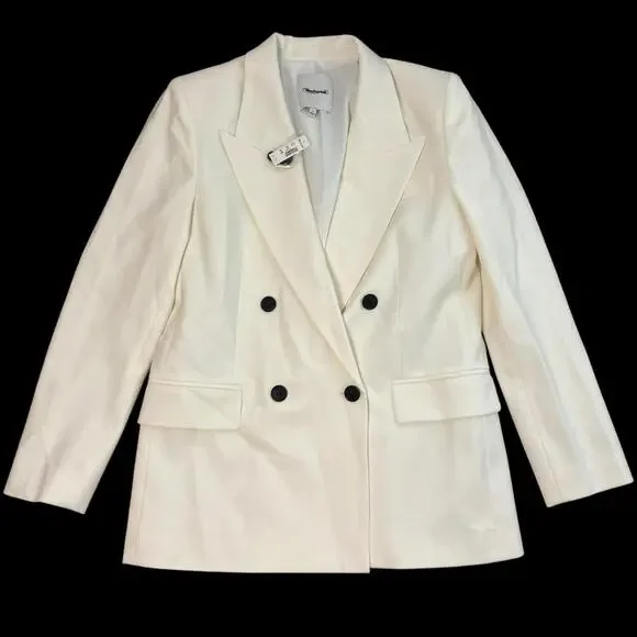 Madewell Blazer Womens Winter White Tuxedo Double Breasted Peak Lapel NT118 Sz 4 - Picture 3 of 12